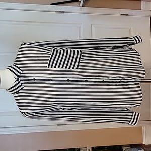 Almost Famous Black & White Striped Blouse - Medium
